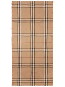 BURBERRY - Check Motif Wool And Silk Blend Scarf #1076759