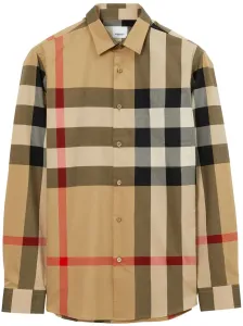 BURBERRY - Check Motif Cotton Shirt