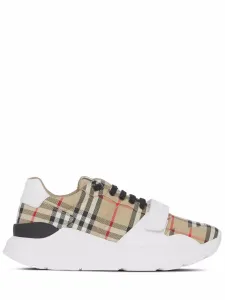 BURBERRY - Check Motif Leather Sneakers #1076688