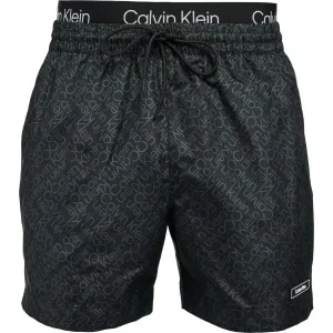 Calvin Klein CORE SOLIDS-MEDIUM DOUBLE WB-PRINT Badehose, schwarz, veľkosť XL