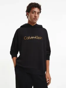 Calvin Klein EMB ICON HOL LOUNGE-L/S HOODIE Herren Kapuzenpullover, schwarz, veľkosť M