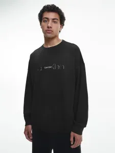Calvin Klein EMB ICON LOUNGE-L/S SWEATSHIRT Herren Sweatshirt, schwarz, veľkosť XL