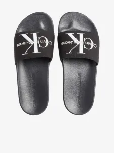 Calvin Klein SLIDE MONOGRAM CO Damen Pantoffeln, schwarz, größe