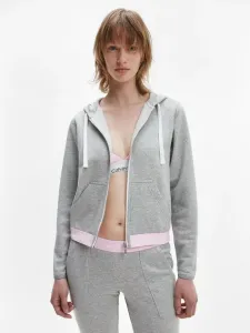 Calvin Klein TOP HOODIE FULL ZIP Damen Sweatshirt, grau, veľkosť L