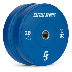Capital Sports Nipton 2021 Gewichtsplatte Bumper Plate | 2 x 20 kg | Ø 54 mm | Hartgummi