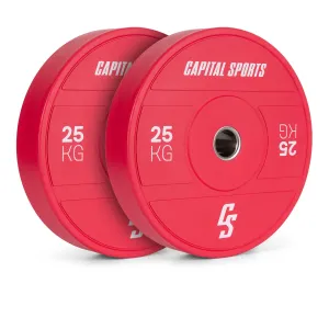 Capital Sports Nipton 2021 Gewichtsplatte Bumper Plate | 2 x 25 kg | Ø 54 mm | Hartgummi