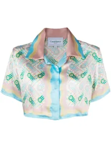 CASABLANCA - Printed Silk Cropped Shirt