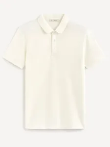 Celio Arewaffle Polo T-Shirt Weiß