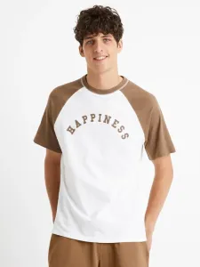 Celio Ceraglan Happiness T-Shirt Weiß #399530