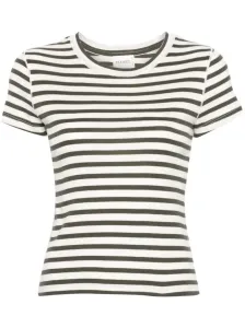 CLOSED - Striped Cotton Blend Cropped T-shirt #1525061