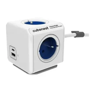 Cubenest Powercube Extended USB PD 20W, A+C, 4x Buchse, 1,5m, weiß/blau