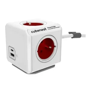 Cubenest Powercube Extended USB PD 20W, A+C, 4x Buchse, 1,5m, weiß/rot