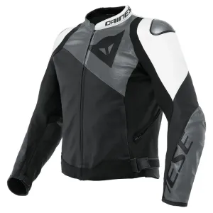 Dainese Sportiva Leather Jacket Black Matt Anthracite White Größe 58