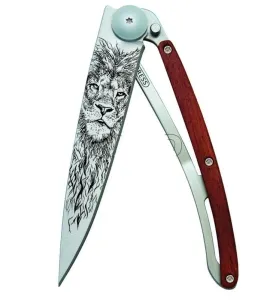 Taschen- Messer Deejo 1CB056 Tattoo Lion, 37g, korallenholz