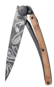 Taschen- Messer Deejo 1GB127 Tattoo schlange, black, 37g, wacholder