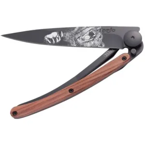 Taschen- Messer Deejo 1GB128 Tattoo grizzly, black, 37g, korallenholz
