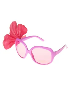 Kostümzubehör Brille mit Hawaii-Blüte pink