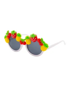 Kostümzubehör Brille weiß mit Früchten