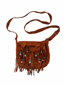 Kostümzubehör Tasche Indianer braun mit Perlen
