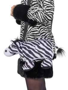 Kostümzubehör Tasche Plüsch Zebra schwarz/weiß