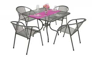 Sitzgruppe aus Metall IRIS II. 1+4 Tisch 105x105 cm