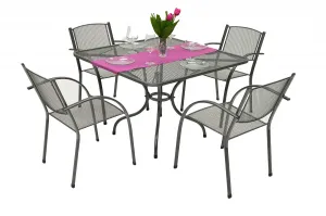 Sitzgruppe aus Metall MILANO II. 1+4 Tisch 105x105 cm
