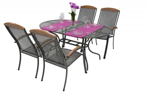 Sitzgruppe aus Metall MONACO II. 1+4 Ovaler Tisch 190x105 cm