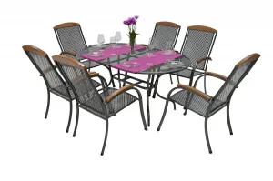 Sitzgruppe aus Metall MONACO II. 1+6 Ovaler Tisch 190x105 cm