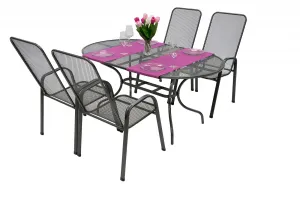Sitzgruppe aus Metall OLIVIE 1+4 Tisch oval 160x95 cm