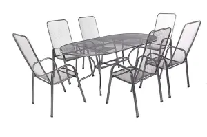 Sitzgruppe aus Metall OLIVIE 1+6 Tisch oval 160x95 cm