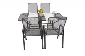 Sitzgruppe aus Metall SANDRA 1+4 Tisch 160x95 cm (CT311)
