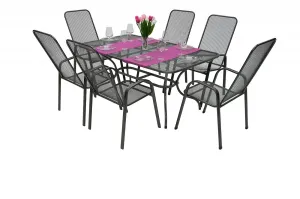 Sitzgruppe aus Metall SANDRA 1+6 Tisch 160x95 cm (CT311)