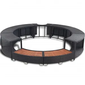 Möbelset für mobilen runden Whirlpool (Kunstpolyrattan schwarz) #1440538