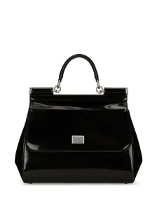 DOLCE & GABBANA - Sicily Large Shiny Leather Handbag #1048209