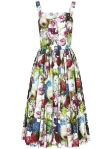 DOLCE & GABBANA - Flower Print Midi Cotton Dress