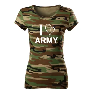 DRAGOWA Damen Kurzshirt i love army, camouflage 150g/m2 #1130375