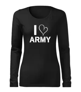 DRAGOWA Slim Damen-Langarmshirt i love army, schwarz 160g/m2 #1134022