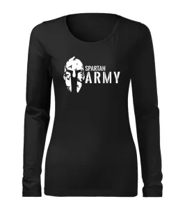 DRAGOWA Slim Damen-Langarmshirt spartan army, schwarz 160g/m2