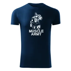 DRAGOWA Fitness-T-Shirt Muscle Army man, blau 180g/m2