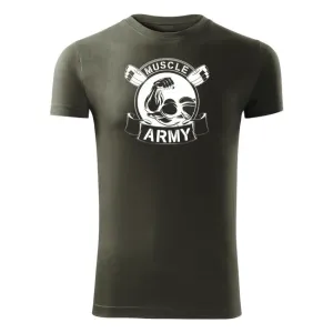 DRAGOWA Fitness-T-Shirt Muscle Army original, olivgrün 180g/m2