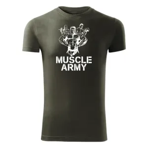DRAGOWA Fitness-T-Shirt Muscle Army team, olivgrün 180g/m2