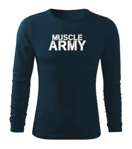 DRAGOWA Fit-T langärmliges T-Shirt muscle army, dunkelblau 160g/m2