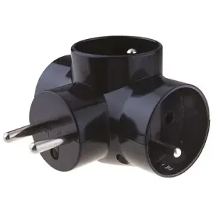 EMOS Splitter Sockel 3× rund - schwarz