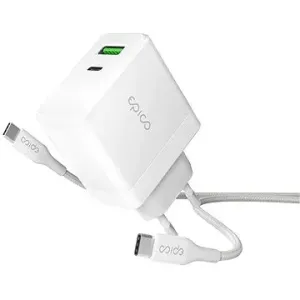 Epico 65W GaN-Netzladegerät mit 2m USB-C auf USB-C Kabel - Weiß