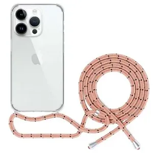 Spello Crossbody Hülle mit Lanyard für iPhone 15 Plus - Transparent / Pink Lanyard