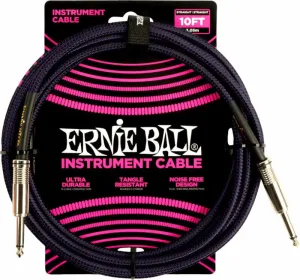 Ernie Ball Braided Straight Straight Inst Cable Schwarz-Violett 3 m Gerade Klinke - Winkelklinke