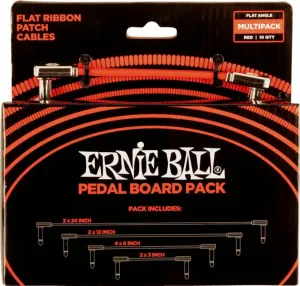 Ernie Ball Flat Ribbon Patch Cables Pedalboard Rot 15 cm-30 cm-60 cm-7,5 cm Winkelklinke - Winkelklinke