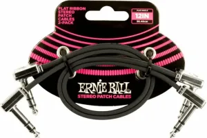 Ernie Ball Flat Ribbon Stereo Patch Cable Schwarz 30 cm Winkelklinke - Winkelklinke