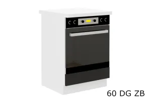 Expedo Einbauschrank für Küche mit Arbeitsplatte EPSILON 60 DG ZB, 60x82x60, schwarz/weiß