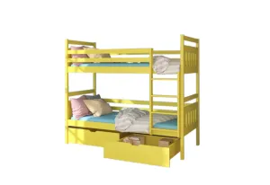 Expedo Etagenbett für Kinder PANDA + 2 Matratzen, 80x200, gelb #1586774